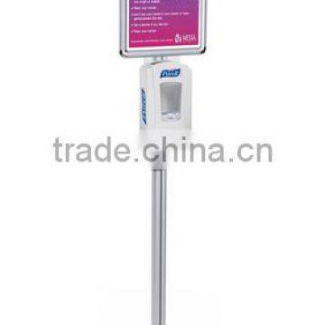 11 x 17 Menu Floor Stand, Snap Open, Purell Hand Sanitizer Dispenser - Silver(FS-B-0198)
