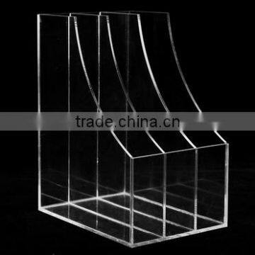 3 Slots Clear Acrylic Desktop Literature Organizer / Magazine & Document File Folder Storage Display Rack(AD-B-126)