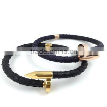 TOP QUALITY Stainless Steel Python Nail Bracelet 18K Gold Plated Women Jewelry Nail Screw Cuff Bangle photo-6