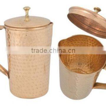 High Quality Pure Copper Hammered Jug with Lid for Health Benefits