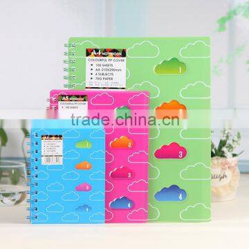 PP Hollow Cover Notebook/ Wholesale A6 A5 A4 Spiral Notebook Office School Suppliers