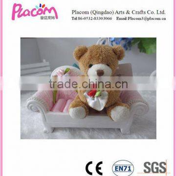 Hot Selling Lovely Cute Plush Bear Keychain with Flower