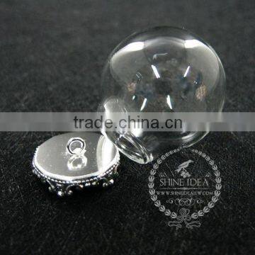 Round Vintage Style Silver Bulb Vial Glass Bottle With 25mm Open Mouth DIY Pendant Charm Glass Dome Supplies 1820285 photo-2