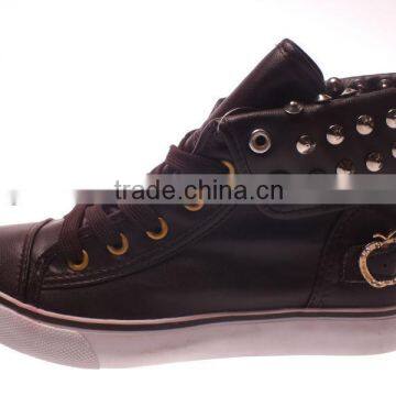 Fashion sample sneakers high ankle shoes with rivets decoration lace-up 2014