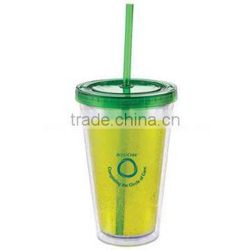 16oz Bpa Free Double Wall Insulated Plastic Tumbler Cup With Straw And Lid