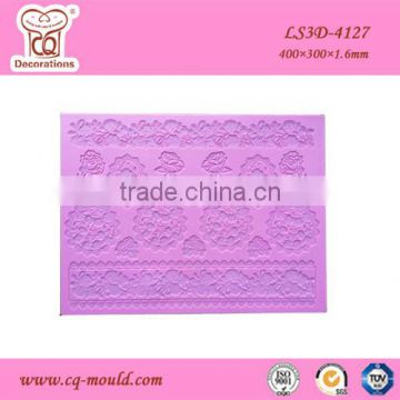 CQ New & Original designs! 3D Rose lace mat silicone sugar lace mat fondant cake decoration lace mold