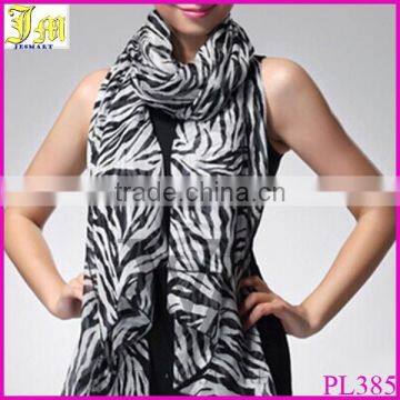 New Women Fashion Black White Chiffon Zebra Striped Print Scarf Shawl