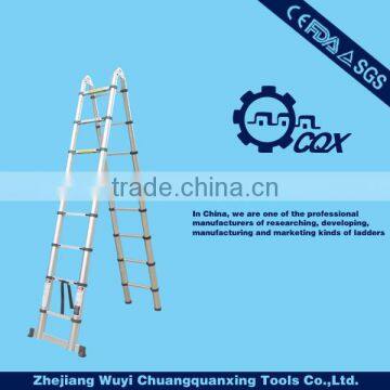 Aluminum multipurpose 5.0m DOUBLE telescopic ladder with new TUV GS/EN131