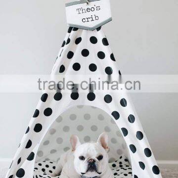 New stripe and dot luxury dog teepee bed tent house for vats pet carrier cage play tunnel