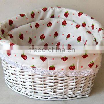 Empty White Wicker Gift Storage Basket Wicker Basket for Home Kitchen Storage photo-2
