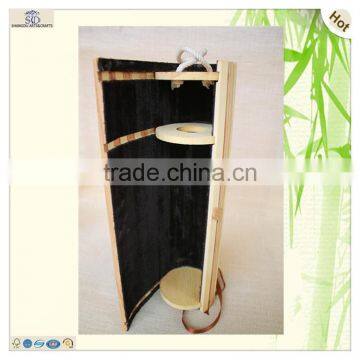Handles Round Cylindrical Poplar Pine Wine Gift Box photo-5