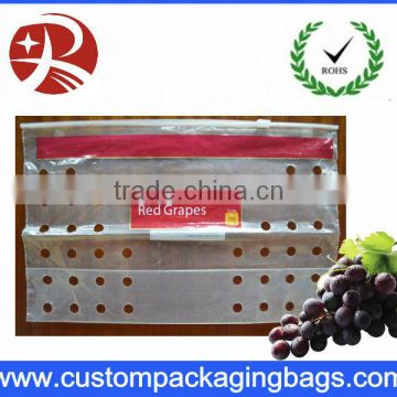 Clear Fruit Packaging Bags With Holes , Slider Zipper Grape Bag