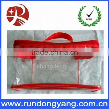 Newest type Clear pvc zipper bags for packing with handle