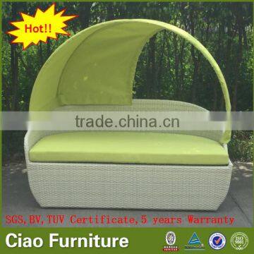 Outdoor Garden Rattan Day Bed With Canopy Poolside Sunbed Furniture photo-4