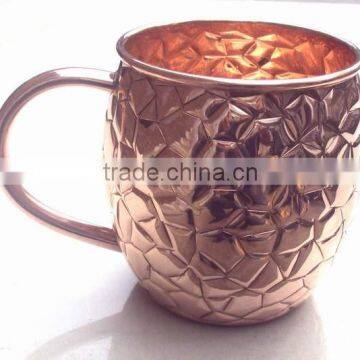 BPA FREE EMBOSSED FINISH BARREL SHAPE 100% PURE COPPER MOSCOW MULE DRINKING MUG photo-4