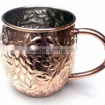 100% COPPER EMBOSSED BARREL SHAPE MOSCOW MULE MUG NICKEL LINED photo-4