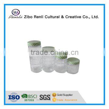 Set 4 Clear Food Grade Glass Storage Bottles with Transparant Plastic Lid