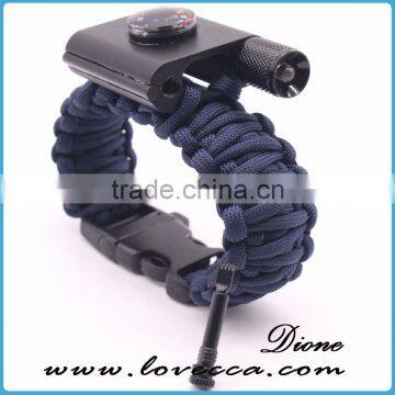 Outdoor Emergency First Aid Tool Kit Thermometer Firestarter Buckle Paracord Bracelet With LED Light photo-6