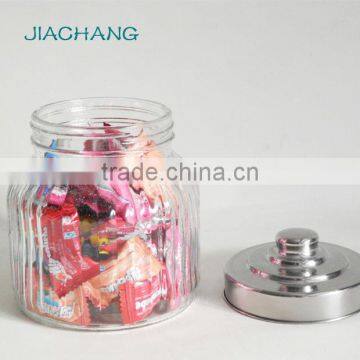 Stripe Design Home Storage Cylinder Glass Cans With Easy Open Lid photo-3