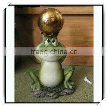 10 inch resin animal garden decoration - frog with a gold ball birthday gift