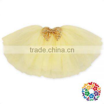 Sequin Bow Front Girls Perform Short Skirt 4 Layers Tulle Baby Ballet Tutu Skirt Girls