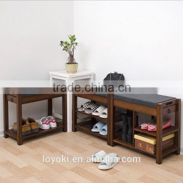 Eco friendly unique bamboo shoe rack 2 Titer Bamboo Storage Bench with seat