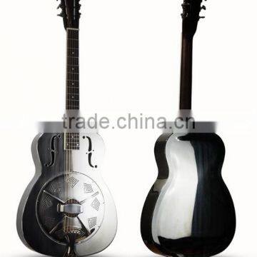 Metal body string musical instrument, single cone resonator guitar, 40'' Resophonic guitar