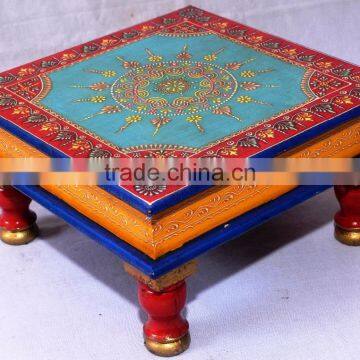 Indian Handcrafted Painted Wooden Bajot