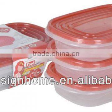 3 PCS RED LID 0.95L RECTANGULAR PP PLASTIC FOOD CONTAINER