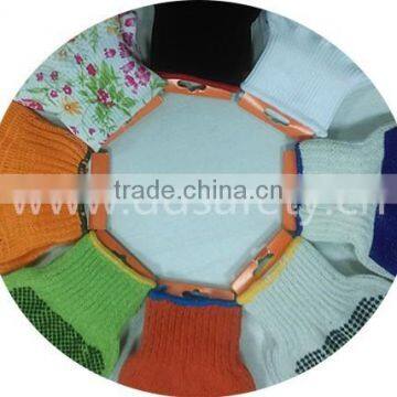 DDSAFETY 2017 7G 4 Threads Natural Cotton And Polyester String Knitted Gloves With Green Pigments photo-3