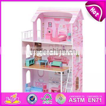New Design Girls Pretend Toys Wooden Huge Dollhouse W06A229 photo-5