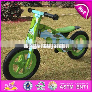 2017 New design original work cartoon wooden balance bike without pedals for toddlers W16C175