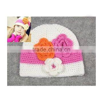 2015 Baby Flower Hat Winter Crochet Hats Handmade Knitted Hat/flower Crochet Baby Patterns photo-2