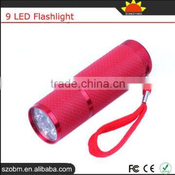 9 LED White Light AA Battery Free Sample Torchlight Cheap Police Flashlight