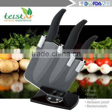 Black Blade Ceramic Knife Set With Block photo-4