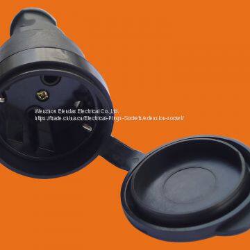 Industrial Rubber Plug 16A German Schuko Power Black Electrical Plug (p6052) photo-4