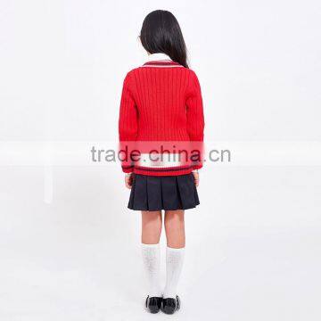Boys and Girls Red Color School Uniform Sweater With Custom Logo photo-2
