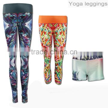 Wholesale gym customized yoga wear leggings / Digital printing yoga shorts gym leggings