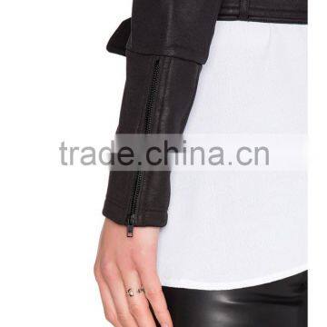Latest Women Black Classic Fashion Moto Jacket Cheap Price photo-5