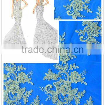 Eco friendly design wholesale african beaded corded lace dress fabric