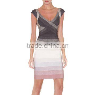 Good Quality HL Grey Gradient Sleeveless Bandage Dress Celebrity Slim Mini Dress photo-3