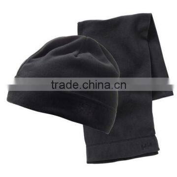 Black polar fleece hat scarf sets