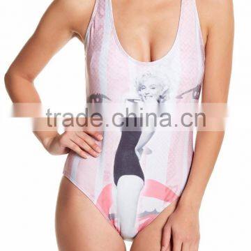 Screen Print One Piece With Liner Custom Swimsuit Scoop Neck Tank Top Straps 80% Nylon 20% Spandex Stretch Women Swimwear photo-4