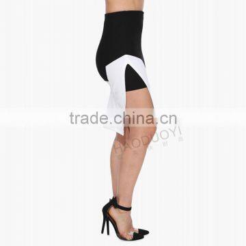 MGOO Top Sale Imported Women Magic Wrap Skirts For Women Office White Black Contrast Fashion Skirts 15145A185 photo-5