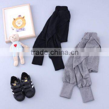 2017 new model kids trousers China good quality gray and black color 100% cotton material baby harem