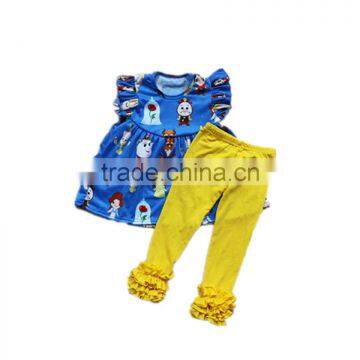 Wholesale Clothes Turkey Baby Girls Princess Pattern Flutter Pearl Dress and Icing Ruffle Pants Kids Fairy Tales Clothes Set photo-2