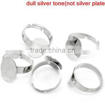 Custom 20PCs Silver Plated Adjustable Oval Cabochon Ring Settings photo-3