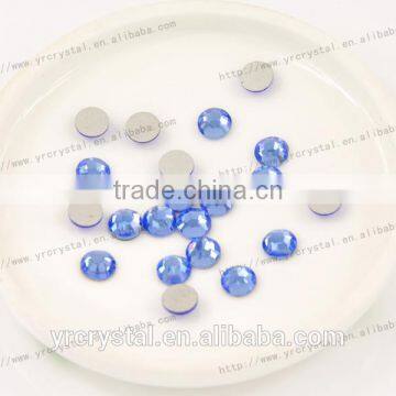 Round shape light sapphire color silver base beads flat back crystals