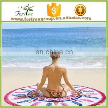 print microfiber round beach towel