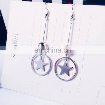 Contracted Han Guoer Nail Female Long Tassel Earrings Hand Geometry Eardrop Asymmetric Earrings Wholesale Pearl Earrings